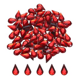 MECCANIXITY 100Pcs Gema de Acrílico en Forma de Lágrima de 6x10mm con Parte Trasera Plana Piedras Artificiales para Manualidades Bisutería Pintura Facial Bodas en Rojo Profundo