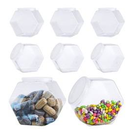 CAGSIG Candy jars with lids 8 Pack Plastic Candy Jars with Lid, Hexagon Candy Jars Cookie Jars for Kitchen, Clear Candy Containers for Snacks, Candy, Cookie, Dog Treats, Coffee Pod(30 OZ)