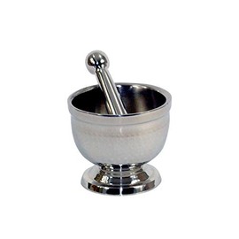 Stainless Steel Shiny Hammered Mortar and Pestle