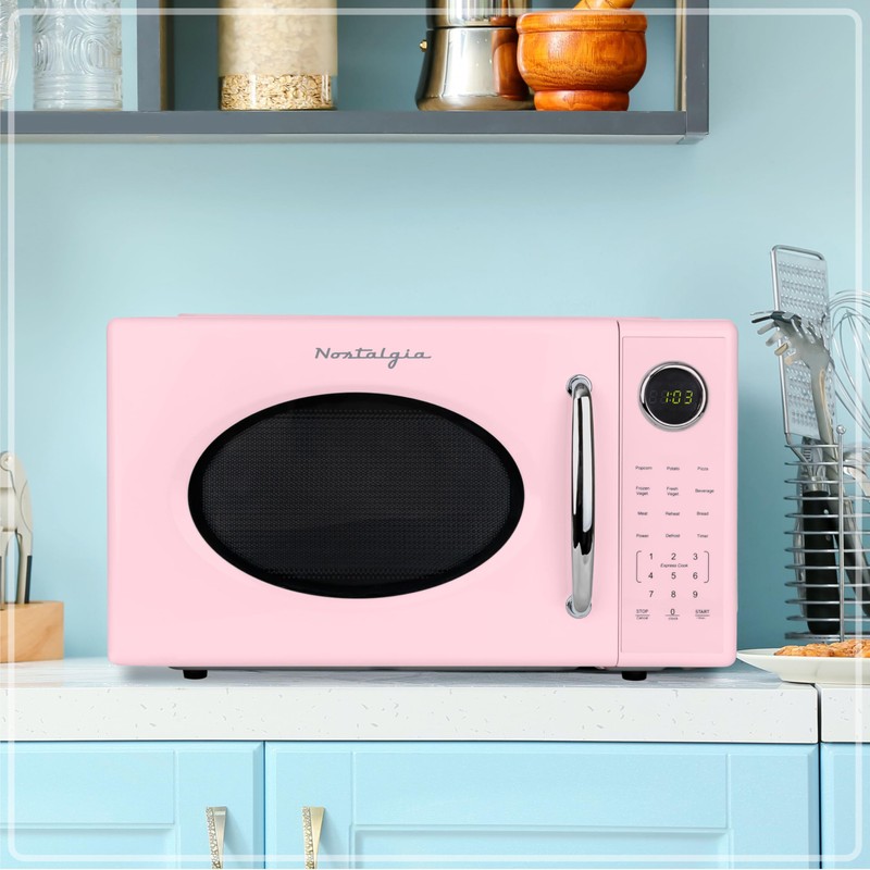 Nostalgia Retro 1000W Microwave Oven 1.1 Cu Ft Capacity –