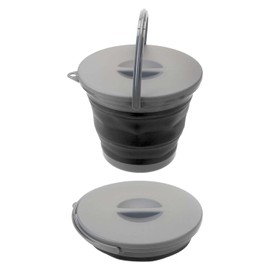 VFM e-Store - Camping Bucket Lid Easy Carry Handle Collapsible Detachable- Camping, Travel Holiday Accessories for summer - 25cm x 25cm Grey X 1