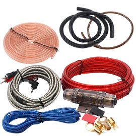 LKRXW 8GA Car Amplifier Cable Set 8 AWG Car Audio Power Amplifier Cable Set 1800W Stereo Subwoofer Installation Kit Power Cable RCA Speaker Cable Corrugated Tube