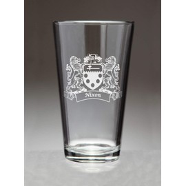 Nixon Irish Coat of Arms Pint Glasses (Sand Etched)