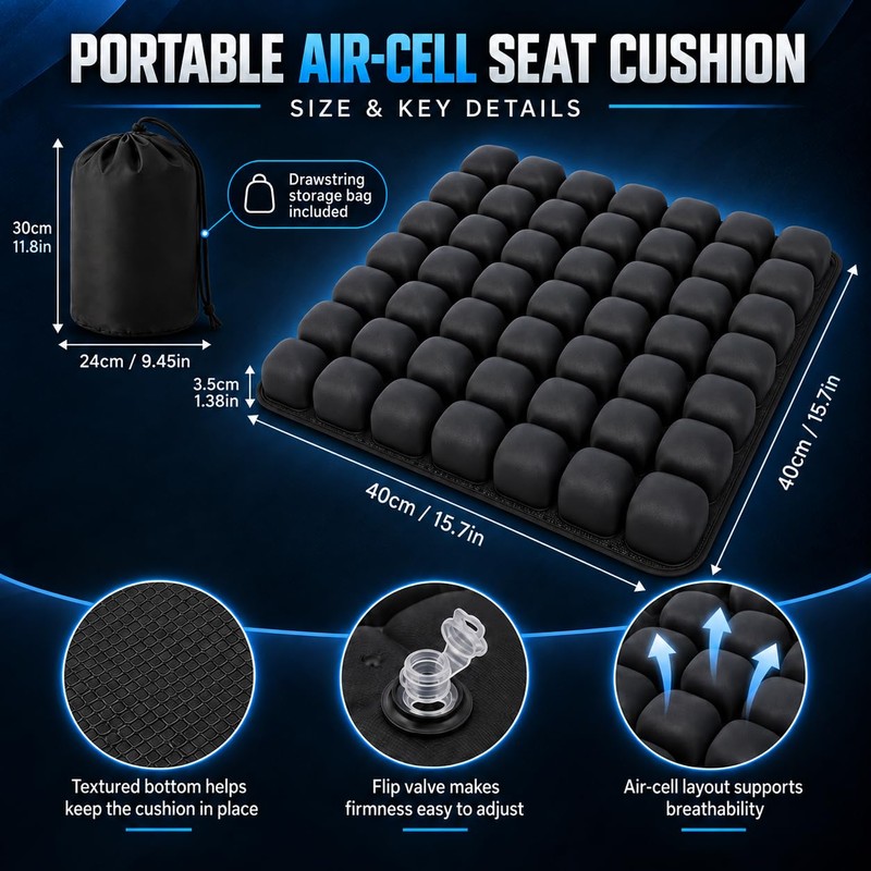 Travel Hand Press Inflatable Airplane Seat Cushion for Long Flights