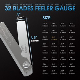 YESWELDER Thickness Gauges 2Pcs 32 Blades Feeler Gauge 0.0015-0.035"/16 Pieces Offset Feeler Gauge Set 0.005-0.020", Dual Marked Gap Measuring Tool Kit for Repair, Bass Guitar, Spark Plugs