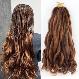 XGY Hair French Curly Braiding Hair 18 Inch 5 Packs French Curl Braids Pre Stretched Bouncy Braid Loose Wavy Braids Synthetic Hair Extensions For Women (P30/33, 18inch)