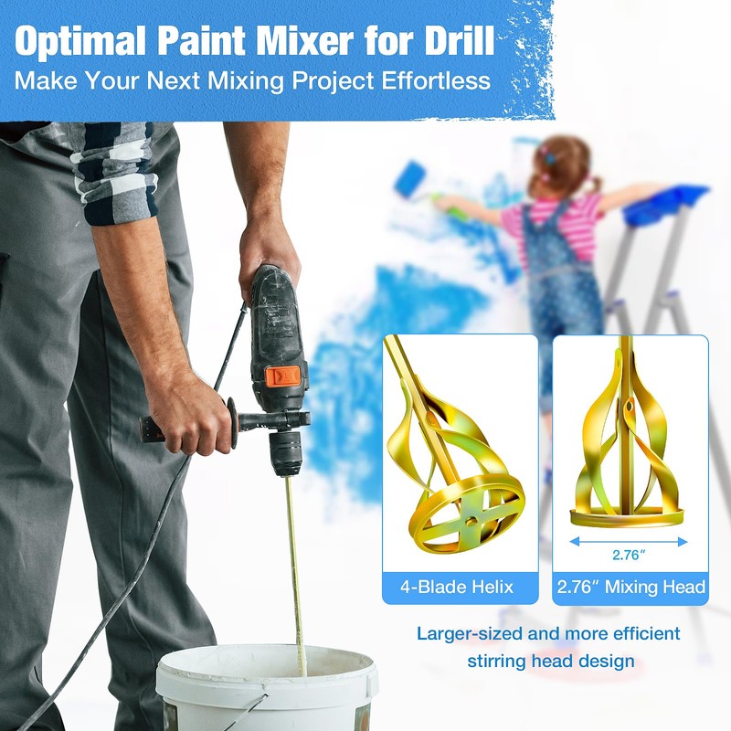 Youtex Paint Mixer for Drill, Upgraded 4-Blade 2.76" Helix Mixing