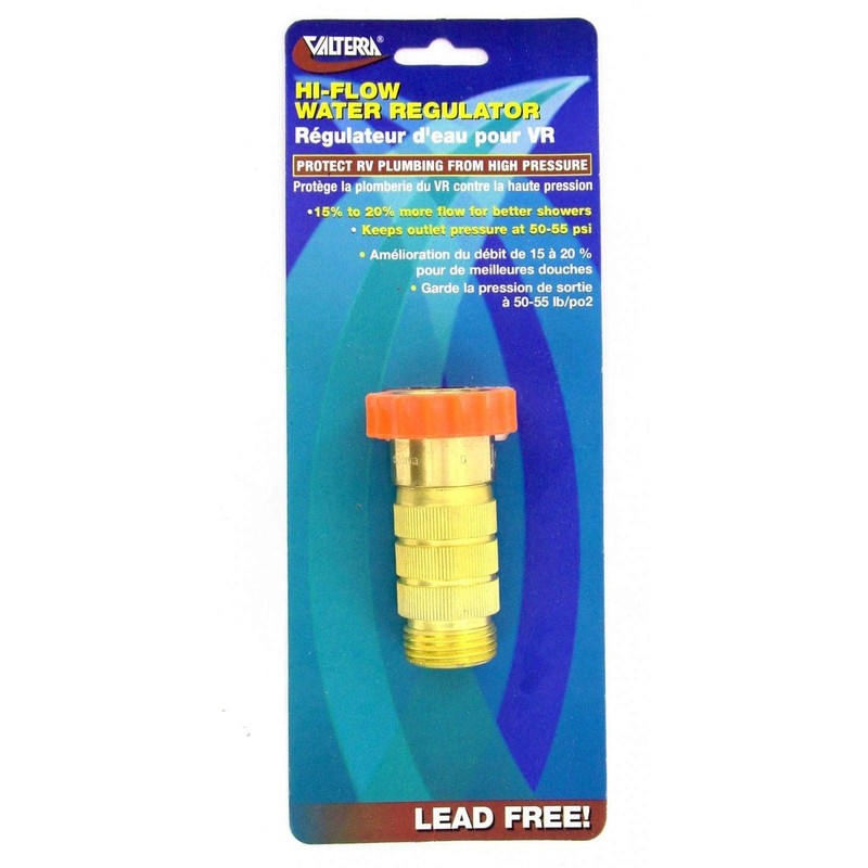 Valterra RV Hi-Flow Water Regulator, Lead-Free Brass Hi-Flow Water Regulator
