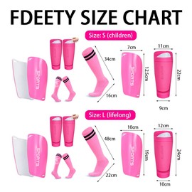 FDEETY Football Shin Pads Including Stocking with Slip Pocket and Non-Slip Lid Football Socks for Children Adults Boys Girls 3 Sets Pink Child