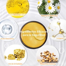 Parches para Ojos Ojeras 24k Oro-30 Pares- Parches de Colageno para Ojos