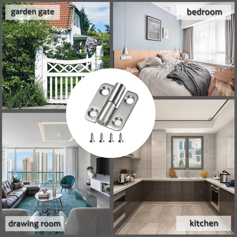 Ldzzuo 4pcs Detachable Door Hinges Stainless Steel Right Left Handed