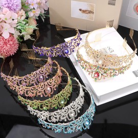 Jaciya Tiara Crowns for Women Princess Tiaras Multicolor Queen Crowns with Combs for Birthday Wedding Prom Halloween Costume