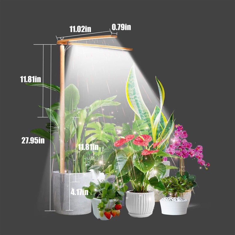 bodkar Wooden Grow Lights for Indoor Plants Full Spectrum, Slim