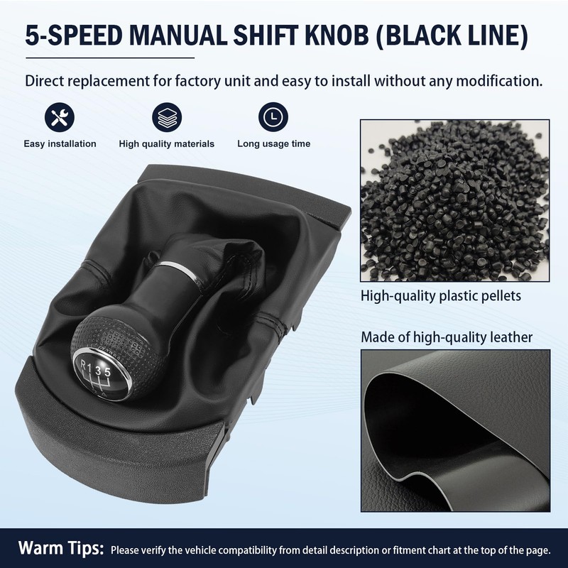 AUROLYNNE Gear Knob 5 Speed Black Compatible with Ibiza