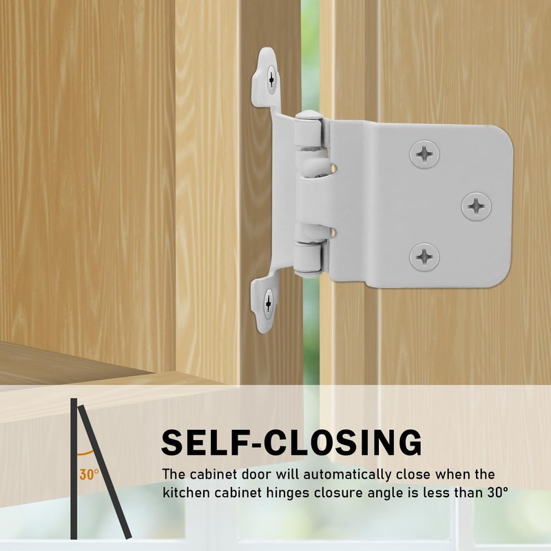 3/8 Inch Inset Cabinet Hinges White, 50 Pack (25 Pairs)