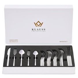 Klauss Collection Vanguard Flatware Cutlery set 25pc, Luxury 18/10 Stainless Steel