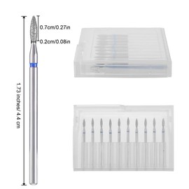 10 Pcs Flame Bit for Nail Drill Professional Cuticle Nail Drill Bits with Case for Dead Skin 3/32'' Nails Dry Manicure Pedicure Shape Remove Nails Salon Tools Manicurist Home (Blue)