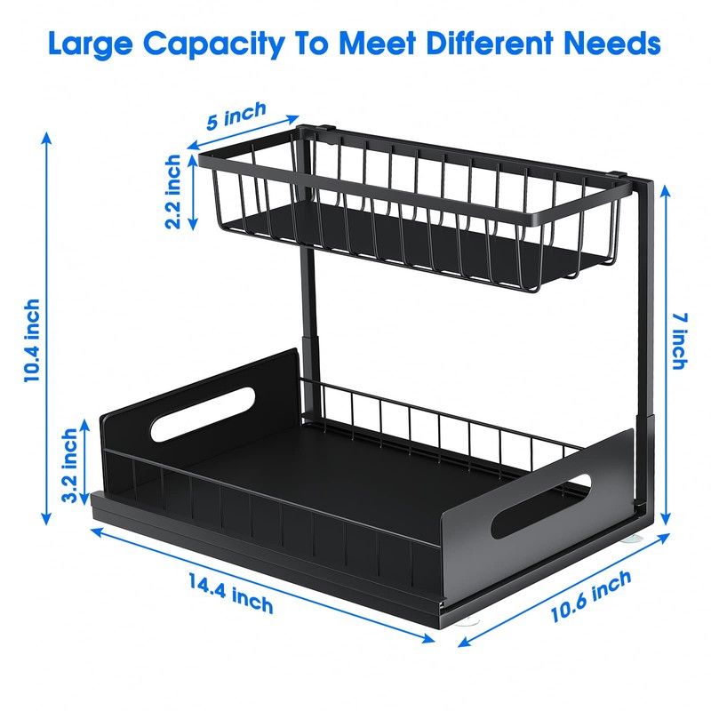 UINOFLE Under Sink Organizer, 2 Tier Under Sink Organizers and