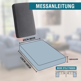 BellaHills Sofa Seat Cushion Cover, Sofa Cushion Cover, Stretch, Elastic Cushion Covers, Universal Seat Cushion Cover, Cover for Sofa Seat Cushion, Non-Slip, Chaise Lounge (135-160), Grey