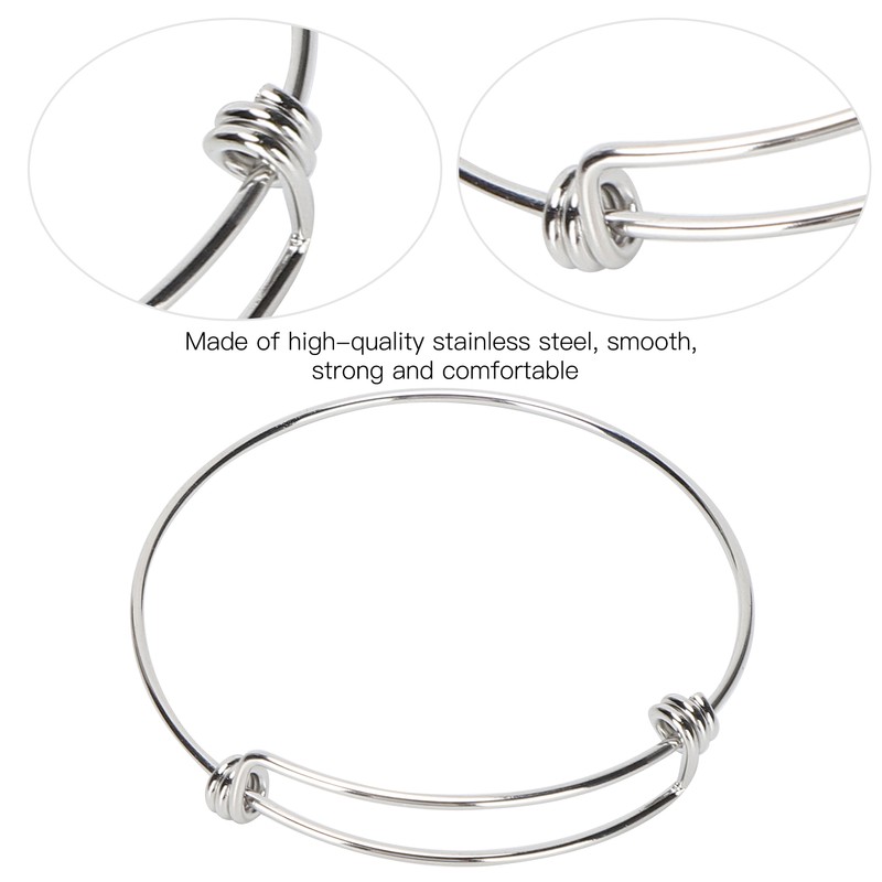 10Pcs Stainless Steel Bangle 1.6mm Adjustable Expandable Coil Bracelet DIY