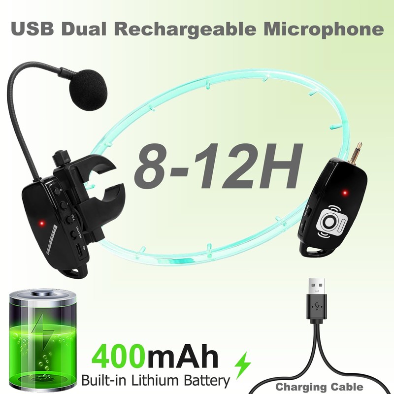 SAYTINAI Wireless Flute Microphone for Instrument System: 2.4G Cordless Professional