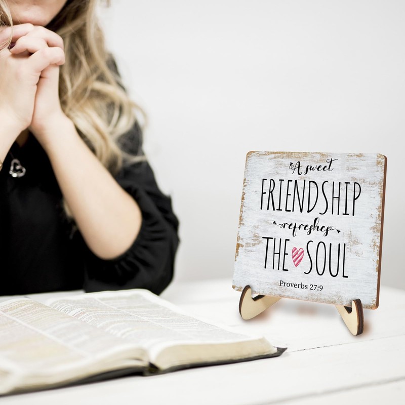 Inspirational Sign Rustic Desk Decor Decorative Christian Friendship Gifts Religious