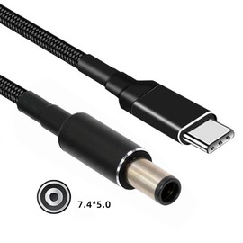 NFHK USB-C 100W 20V Input to DC 7.4 * 5.0mm PD Power 65W Output Charge Cable Support QC PD Type-C Compatible with HP-Laptop