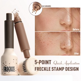 Wugbc Freckle Stamp 5 Point Design, Upgrade Liquid Freckle Pen Waterproof Long Lasting Quick Dry Fake Freckle Face Tattoo Get Natural-looking Faux Freckles Sunkissed Makeup, 04CARAMEL