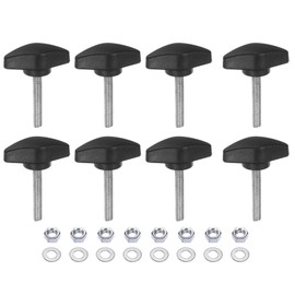 sourcing map 8pcs Tee Wing Knobs M5 x 30mm Metric Thread 36mm T Head Plastic Handles Thumb Screws Hand Clamping Threaded Stud Knob Grip Thumbscrew with Nuts Washers, Black