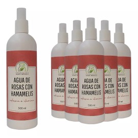 Productos Mart Mexico Agua De Rosas Facial Con Hamamelis (500ml) 6 Pack