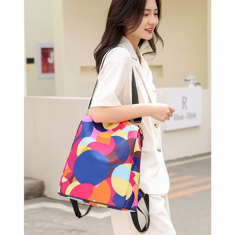 Wishliker Women's Backpack, Anti-Theft, Waterproof, Multifunctional School Bags, B-red circle,