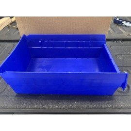 Orbis LOT OF 8 Orbis 4204505 BLUE PLASTIC STACKABLE BIN HIGH HOPPER SHELF STORAGE