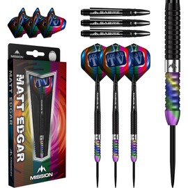 Mission | Matthew Edgar Darts | Steel Tip Darts Set | 90% Tungsten Barrel | Black PVD & Coral | Available in Multiple Weights. (25, Grams)