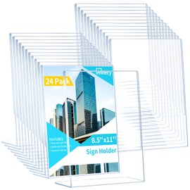 Annecy Sign Holder 8.5 x 11, 24 Packs Sign Stand for Display, L Shape Plastic Clear Sign Holder 8.5x11 Standing Vertical Menu Flyer Holder, Frames Table Signs for Stores, Restaurants, Hotels, Office