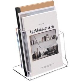 HeZone Acrylic Brochure Flyer Sign Menu Literature Magazine Holder Stand Display Thickened Acrylic Clear Pamphlet Holder(1 Pack) Used For Office Exhibitions Café Hotel Lobby Library...…