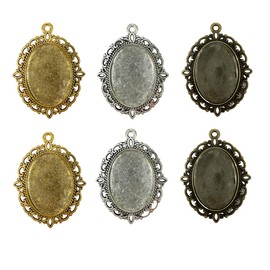 NILLOS Oval Pendant Trays, 30 PCS Alloy Trays Blanks Bezel Frame for Crafting DIY Jewelry Making (30x40 mm/1.18x1.57 in)