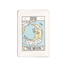 The Moon Vintage Tarot Trinket Dish – Symbolizing Intuition & Mystery – Gold Edging – Ideal for Jewelry, Keys, & Small Treasures – Part of the Vintage Tarot Collection – Functional & Decorative
