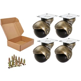 ENYKE Ball Caster Wheels, 1.5-inch Casters for Furniture, Swivel Furniture Wheels Set of 4 180lbs, Antique Brass Top Plate Castors, Ottoman, Wheelchair, Not for Small Chair Legs