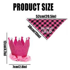 Dog Birthday Party Decoration Set, Blue Paw Print Banner, Birthday Boy Bandana, Party Hat with Numbers (Pink)