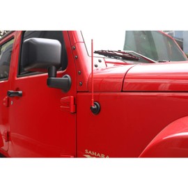 Jamscar Red Antenna Accessories Compatible for Wrangler JK JL Rubicon Sahara Sport Unlimited 4xe Willys JKU 2007-2024 | Short Heavy Metal Billet Antenna Replacement | for Truck Radio Reception