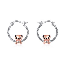 French Bulldog Earrings for Women 925 Sterling Silver Cute Puppy Huggie Hoop Earrings Jewelry Christmas Gifts for Sensitive Ears (Puppy Earrings)