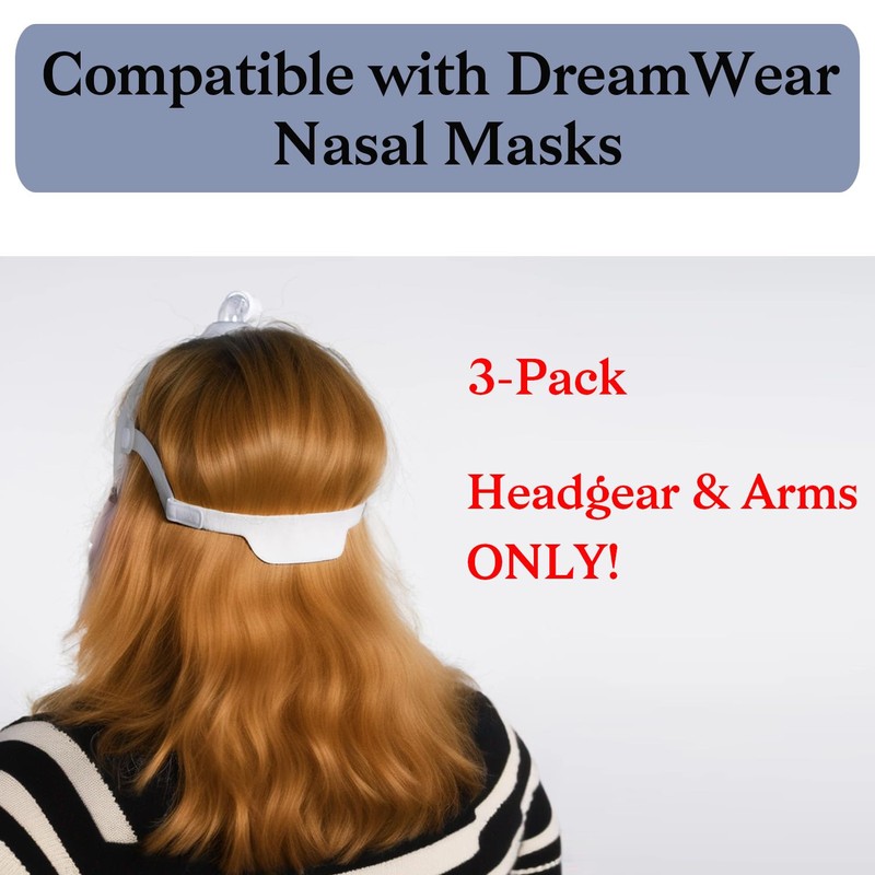 3-Pack Dreamwear Headgear with Arms Compatible with Dreamwear Nasal Mask