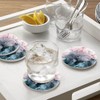 HAOCOO Coasters Stylish Ceramic Marble Pattern Cork Back Round Set