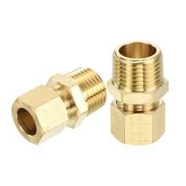 sourcing map 3Pcs Brass Compression Tube Fitting, 1/2" Tube OD x 1/2" NPT Male Connector Straight Coupling Adapter Union Fittings
