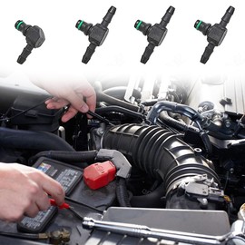 JNNJ 4 Pieces Fuel Injector Return Connector, Common Rail Diesel Injector Leak Off Pipe Return Connectors, Fuel Return Line Injector Connector Fits for Diesel, for Air Water Gas Fuel Oil Pipe