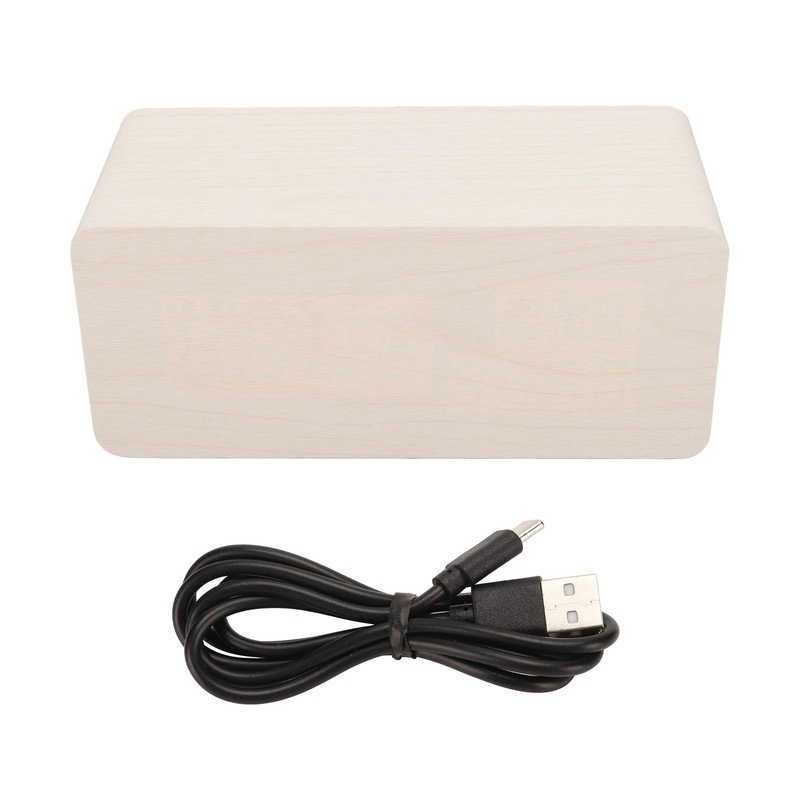 Digital Wooden Alarm Clock Wireless Charging Weekend Mode Dual Alarm