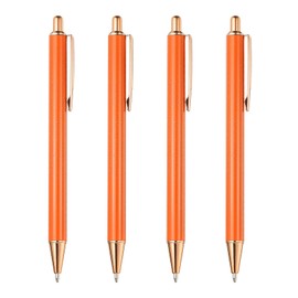 PATIKIL Metal Ballpoint Pen, 4Pcs Retractable Pens Black Ink 1.0mm Point Stylish for Women Gift Teacher Office Note Taking Journaling Style 2, Orange