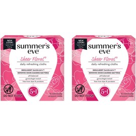 Summers Eve Sheer Floral Cleansing Cloths, Individually Wrapped, 16-Count (2-Pack)