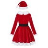 Ekoropshop Girls Mrs Claus Costume Christmas Dress Outfit Red Velvet