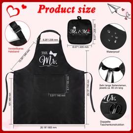 HOWAF Mr & Mrs Couple Aprons Set, Wedding Gifts for Couple Gifts Adjustable Kitchen Aprons for Women Men, Oven Gloves & Pot Holder, His and Hers gifts for Anniversary, Valentines, Engagement,Christmas
